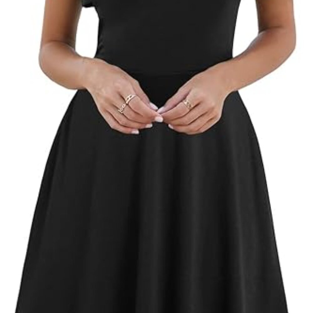 HELYO Women's Semi-Formal Ruffle Sleeves V-Back Cocktail Medium